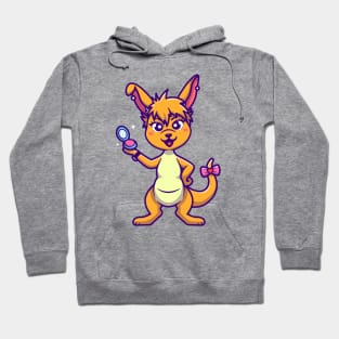 Cute Kangaroo With Make Up Cartoon Hoodie